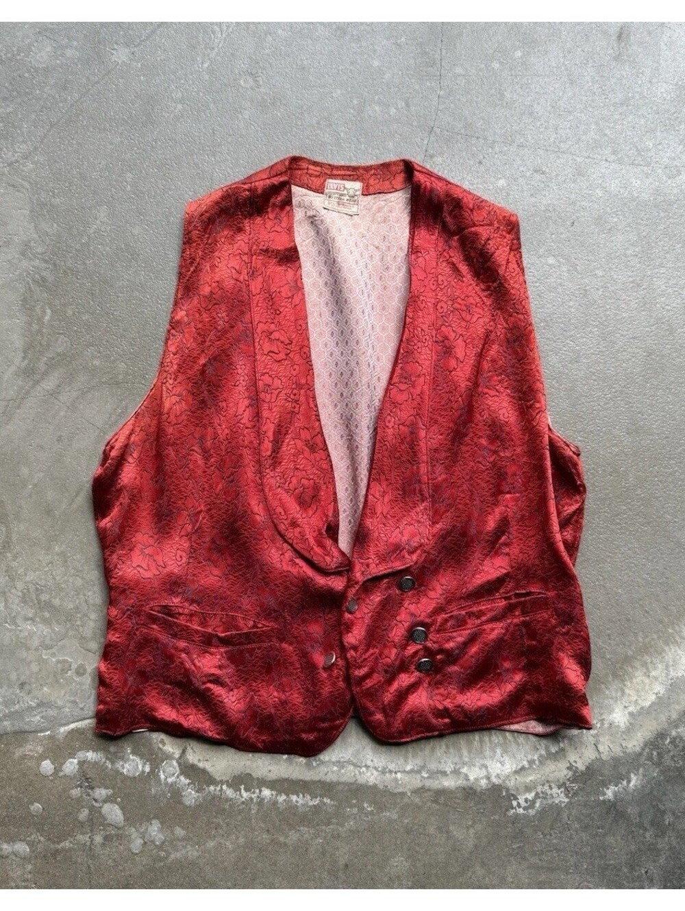 Vintage 50s Levi’s Short Horn Gambler Red Vest Western Men's S/M